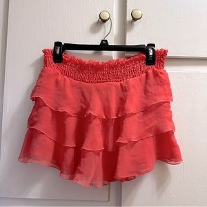 🦋 Rubber Ducky Production Orange Ruffle Feminine Lightweight Mini Skirt